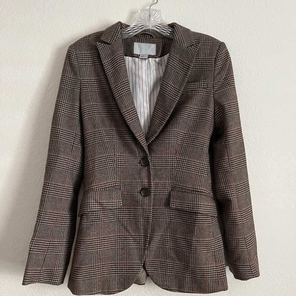 H&M brown plaid blazer